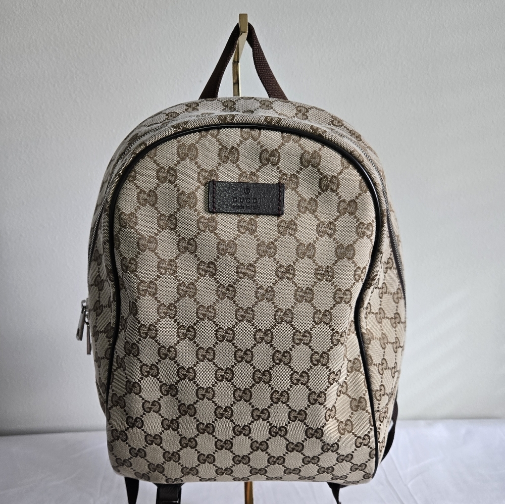 Gucci Beige and Brown GG Canvas Backpack